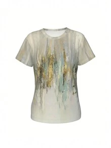 EMERY ROSE Regular-Fit Round Neck T-Shirt With Printed Logo, H-Style Cut Graphic Tees Women Tops - Multicolor - View 5