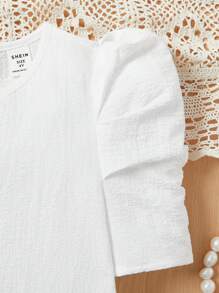 SHEIN Cămașă casual cu mâneci bufante pentru fetiță