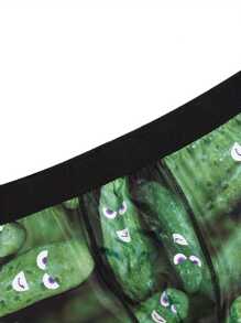 3pcs Cucumber Print Men'S Boxer Briefs - Dark Green - View 4