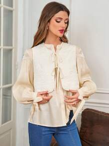 SHEIN Frenchy Sleeveless Quilted Jacket Winter White Casual