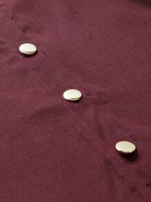 Flirla Dress Ukuran Plus Berikat Tombol Depan Plain Casual - Burgundy - View 7