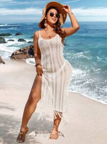 Breezaya Plus Size 1pc High Slit Hem Cami Sweater Dress