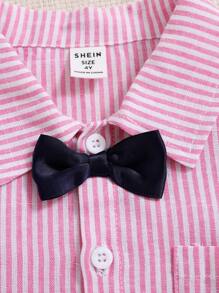 Toddler Boys' Bow Tie Striped Shirt And Suspender Pants Set