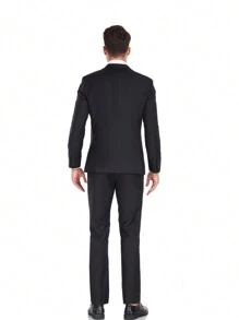 Conjunto de blazer y pantalones de una sola hilera con corbata para hombre Furuyal - Negro - Ver 3