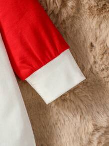 Bộ đồ liền thân cho bé gái chào đón năm mới 2024, cổ tròn, tay áo tương phản, in họa tiết màu sắc, chân dài, trang phục thường ngày đơn giản, thời trang cho mùa thu đông - Nhiều màu - Xem 4