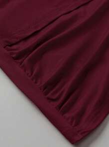 EMERY ROSE T-shirt arricciata e avvolta tinta unita di taglia forte - Bordò - Visualizzare 7