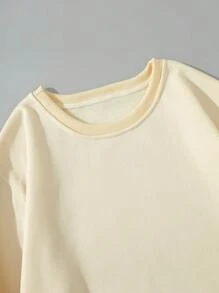 Men'S Round Neck Sweatshirt With Printed Pattern - Khaki - View 5