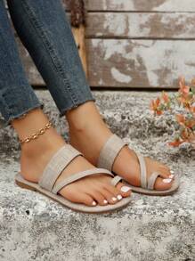 New Arrival Fashionable Ladies' Beige Flat Sandals Valentines - Beige - View 7