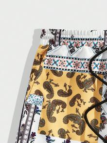 Manfinity RSRT Men's Printed Drawstring Waist Casual Shorts - Multicolor - View 5