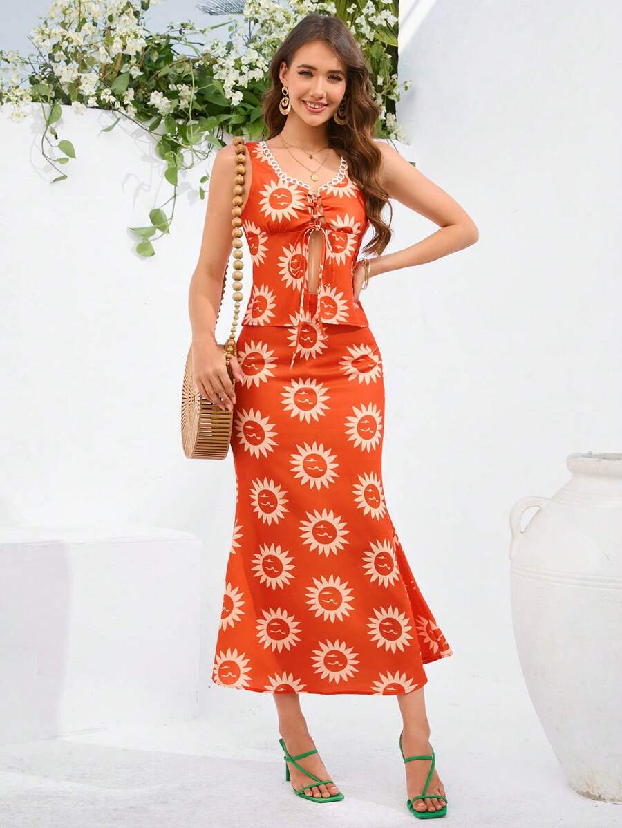 Aveloria 女士印花長裙2件套 - 彩色 - 查看 1