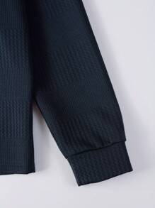 Manfinity Homme Men's Solid Color Long Sleeve Polo Shirt, Fall - Royal Blue - View 5