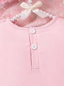 SHEIN Glamorique Kids Vestido De Malla Sin Mangas De Estilo Juvenil De Estilo Corto Con Detalle De Lazo Para Primavera Y Otoño