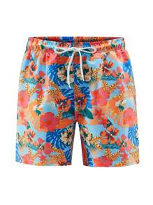 Manfinity Shorts De Playa Para Hombre Con Estampado De Plantas Y Flores