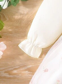 嬰兒女童刺繡網紗拼接裙 - 米色 - 查看 4