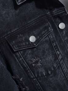 Manfinity Hypemode Men'S Distressed Denim Jacket - Black - View 4