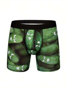 3pcs Cucumber Print Men'S Boxer Briefs - Dark Green - View 1