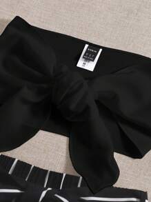 Soleia Women's Front Tie Strapless Top And Striped Woven Shorts Set