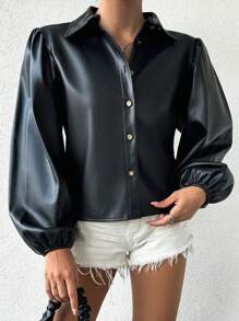 EURMUSE 氣球袖女裝襯衫