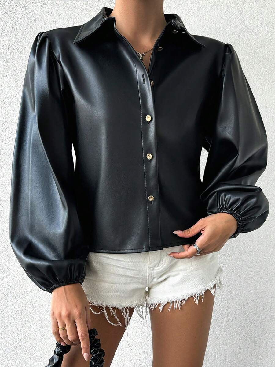 EURMUSE 氣球袖女裝襯衫