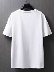 Manfinity Homme Camiseta De Manga Corta Con Estampado De Corazones Para Hombre - Blanco - Ver 2