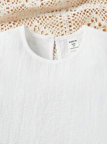 SHEIN Cămașă casual cu mâneci bufante pentru fetiță