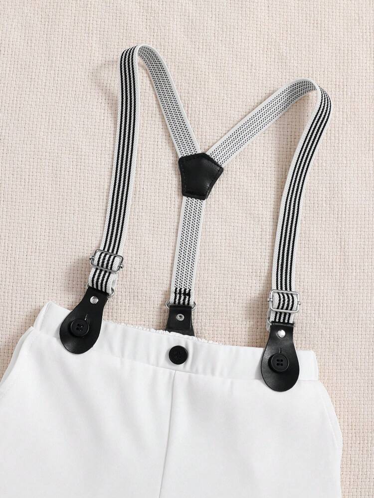 Toddler Boys' Bow Tie Striped Shirt And Suspender Pants Set