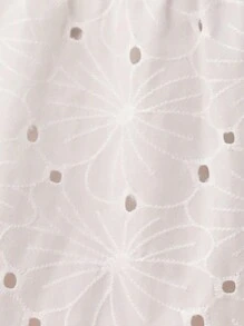 SHEIN LUNE Embroidered Ruffle Sleeve Babydoll Dress - White - View 7