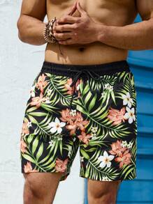 Surfspeed Men's Tropical Plant Print Beach Shorts - Multicolor - View 3