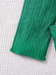 SHEIN Young Girl'S Vacation & Leisure Green Spaghetti Strap Jumpsuit With Ruffle Hem For Summer
