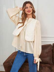 SHEIN Frenchy Sleeveless Quilted Jacket Winter White Casual