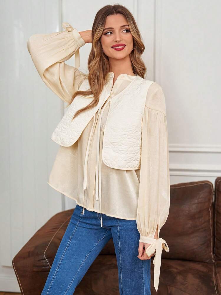 Sleeveless Quilted Jacket Winter White Casual