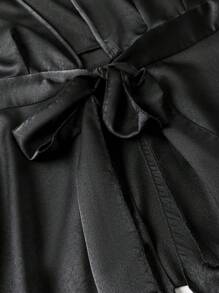 Celure Plus Plunge Neck Knot Front Blouse - Black - View 6