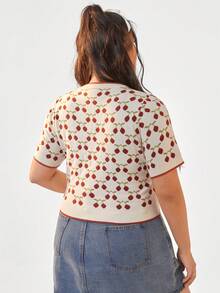 SHEIN EZwear 大尺碼女士早春針織毛衣,可愛櫻桃圖案設計 - 彩色 - 查看 2