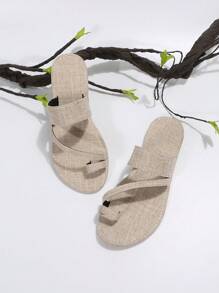 New Arrival Fashionable Ladies' Beige Flat Sandals Valentines - Beige - View 5