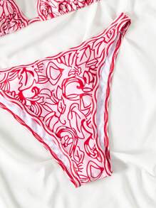 Swim Mod Summer Beach Women's Full Print V-Neck Bikini Set - Multicolor - View 3