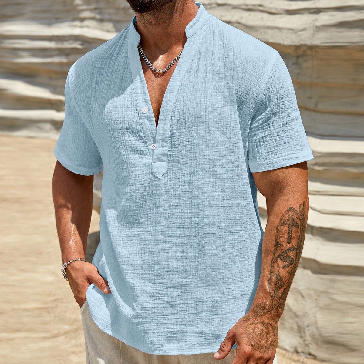 Camisa casual de manga corta y holgada para hombre, Old Money, Couple Things