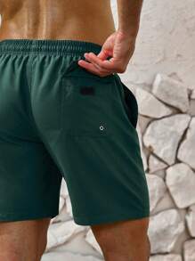 Surfspeed Men's Casual Elastic Waist Letter Printed Drawstring Beach Shorts Pool Shorts For Vacation