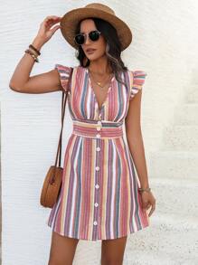 Breezaya Women's Striped Cap Sleeve Dress - Multicolor - View 6