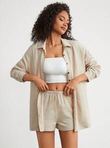 Ocili Leisure Women's Striped Casual Homewear Set