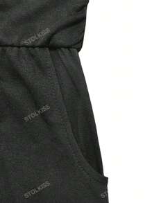 Women's Solid Color Pleated Strapless Loose Dress