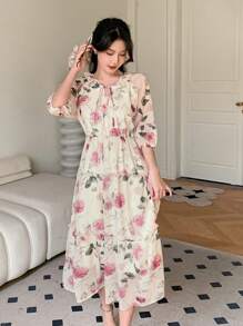 DAZY Women's Floral Printed Front Tie-Up Dress - Multicolor - View 4