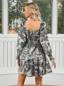 GENKIRA Vestido De Manga Larga Estampado Aleatorio - Multicolor - Ver 2