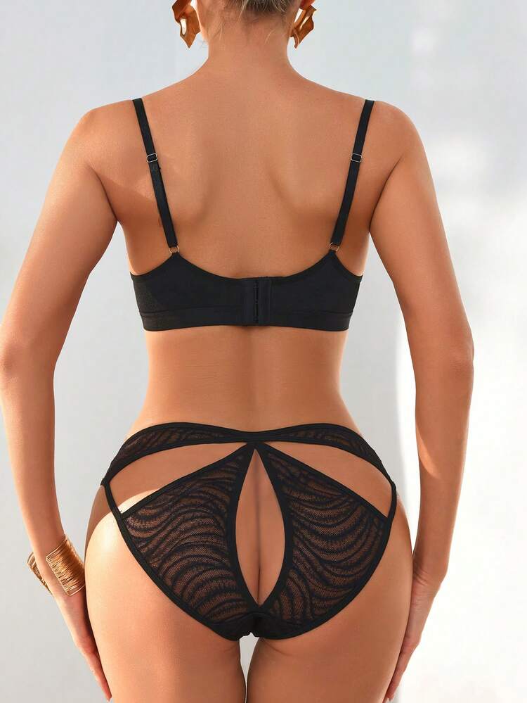 Women's Sexy Hollow Out Splice Lingerie Set