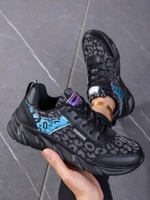 New Lightweight Breathable Mesh Casual Running Shoes, Women Sports Sneakers, Fashionable Walking Shoes, Unisex Campus Lace-Up Round Toe Vulcanized Shoes, Comfortable Travel Shoes - Black - View 2