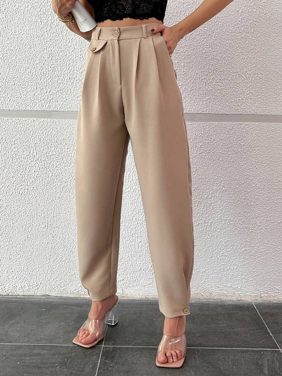 EURMUSE Women Pant With Pocket Detailed - Apricot - View 1