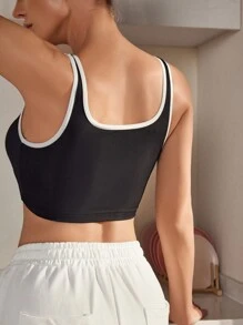 SHEIN Sujetador de cuatro estaciones para mujer con impresión de letras y ribete de contraste