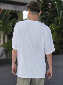 DAZY Men's Letter Printed Summer T-Shirt - White - View 2