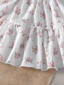 Vestido Fresco Y Encantador Con Estampado Floral Para Bebé Niña, Temporada Primavera/verano - Blanco - Ver 4