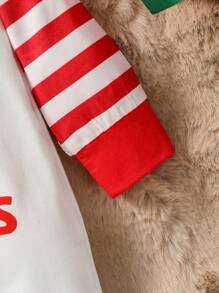 2024年新年嬰兒女裝跳躍衣,1歲新年印花,極簡休閒時尚,適用於秋冬季節 - 彩色 - 查看 4