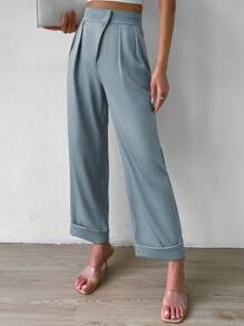 RosyDaze Pantalones Largos Plisados Y Con Bolsillos Para Mujeres